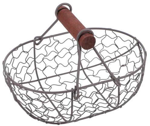 SEWACC Farmhouse Wire Egg Basket Vintage Style Metal Egg Collecting Basket, Eggs Container Holder for Countertop, Storage for Fresh Eggs, Fruit, Snacks, Party Gathering
