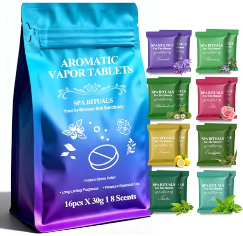 Bomba de Baño Set de Regalo, 16 Piezas, 8 Aromas Naturales de Aromaterapia, Bombas de Baño, Bombas de Ducha para Aromaterapia, Regalo Cumpleaños Valentin dia de la Madre para Mujer Amigas