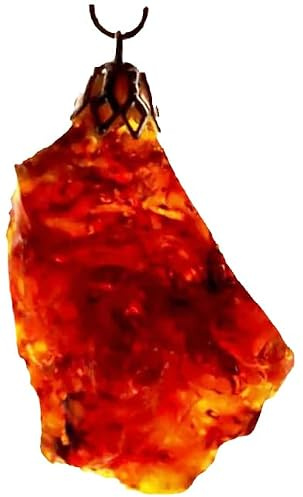 Mexikansk röd bärnsten hänge halsband, naturlig bärnsten med metalllegering infattning