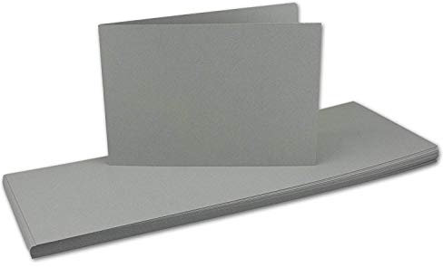 FarbenFroh by GUSTAV NEUSER 25x Falt-Karten DIN A6 Langdoppel-Karten - Graphit - Dunkelgrau -10,5 x 14,8 cm - blanko quer-doppelte Faltkarten