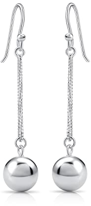 DTPsilver - Boucles d'oreilles Pendantes Femme en Argent Fin 925 - Chaîne avec des boules