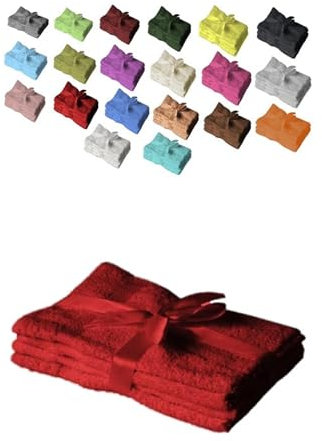 EXKLUSIV HEIMTEXTIL Gästehandtuch 4er Set 30 x 50 cm Rot