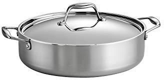 Tramontina Signature Tri-Ply Clad Stainless Steel 6-Quart Braiser Pan with Lid, Induction-Ready, Dishwasher-Safe, NSF-Certified, Made in Brazil