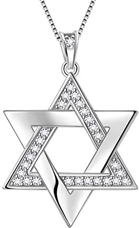 Aurora Tears Davidstern Halskette 925 Sterling Silber Sechseck Anhänger Jüdischer Schmuck Religiöse Judaica für Frauen DP0274W
