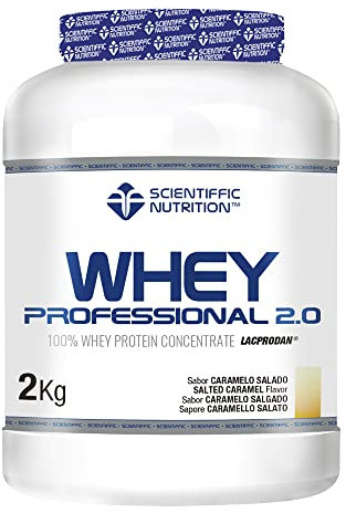 Scientiffic Nutrition - Whey Professional 2.0 Proteinas Whey en Polvo 100% Pura, para Aumentar la Masa Muscular, con Enzimas Digestivas y Lactasa - 2kg, Sabor Caramelo Salado.