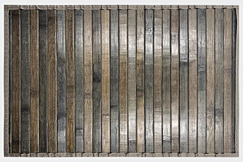 Alfombra de bambú de madera antideslizante lavable estancias corsia 50 x 270 cm gris