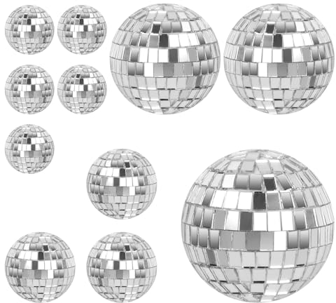 Volumoon 11 pezzi Sfera a Specchio Palla Discoteca,Palla da Discoteca Argento Sfere da Discoteca a Specchio,Disco Ball per Decorazione Degli Alberi di Natale il Confronto delle Celebrazioni