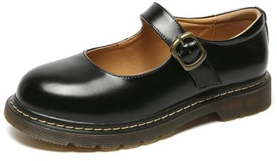 ZIRIA Kleine Lederschuhe Damen Runde Zehe High Heels Retro Leder Damenschuhe Mary Jane Schuhe