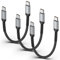 Short USB C to USB C Cable[20CM, 3Pack], Nylon 60W Type C to Type C Fast Charging Cable PD USB C Charger Cable for iPhone 15/15 Pro Max, Samsung Galaxy S23/ S22/ S21, iPad Pro/Air, Huawei, Pixel