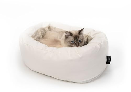 LucyBalu DINGHY Katzenbett waschbar für kleine & große Katzen | Schlafplatz für Katzen | Katzenkissen | Katzensofa | Flauschige Katzenhöhle | Katzenbetten | Katzensofa | Katzenliege | Weiß
