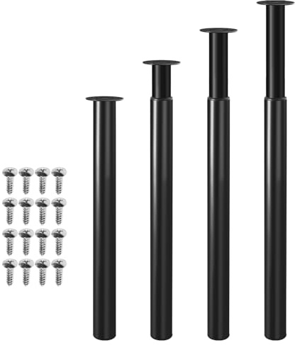 Jopassy Pieds de table réglables en métal - 4 pièces - 70-110 cm - Noir - Acier inoxydable - Charge max. 200 kg - Pour tables de petit déjeuner, cuisine, salle à manger et plus
