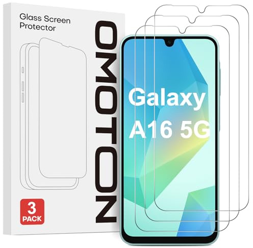 OMOTON skyddsfolie för Samsung Galaxy A16 5G/4G, 3 stycken pansarskyddsglas kompatibelt med Samsung Galaxy A16 4G/5G, HD skärmskydd anti-repor, bubblor, 9H hårdhet