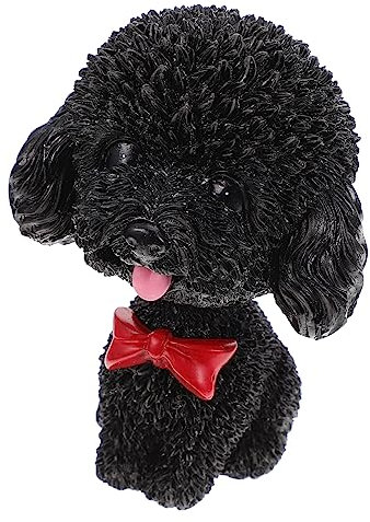 MOLUCKFU Modelo De Cachorro De Resina Cabeza Movible para Decoración del Hogar, Accesorio Negro, Diseño Creativo para Sala De Estar y Pasteles, Pieza Única
