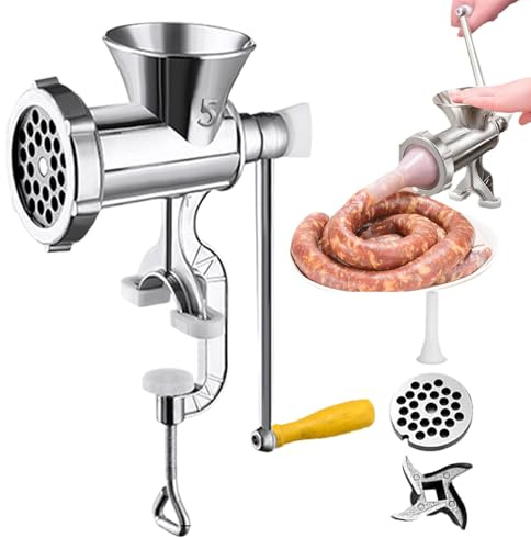 Gränsig nötkvarn - Multifunktionell köttslipningsmaskin, manuell korvmaskin | Durablse köttkvarn för korv, lätt att använda korvfyllning, kökskvarn för hemmatlagning, matgrill