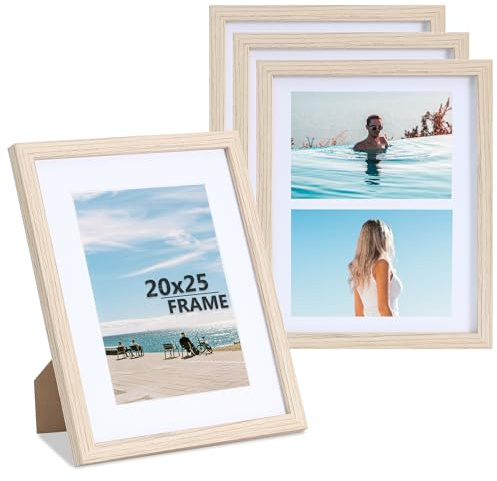 LYYYYX Cornice portafoto in legno da 20 x 25 cm, con cornice in MDF, set da 4 pezzi, per certificati, foto, poster, puzzle