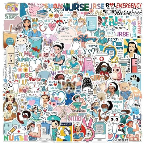 Autocollants Infirmières | Lot De 100 Décorations Drôles Pour Le Travail | Décalcomanies Imperméables pour Amis Collègues Étudiants Cadeau Diplômé