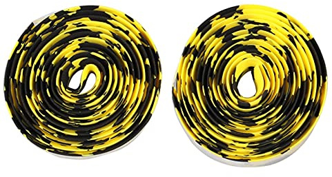 styreband， Styrtejp Landsvägscykel Cykling Halkfri & Dämpande Gummi Kudde Cykelhandtag(Black yellow)
