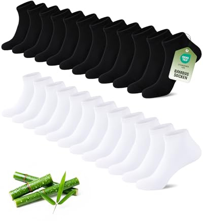 SukModen 12/24 Paar Sneaker Socken Herren Damen aus Bambus,Anti-Geruch Atmungsaktiv Weiche Halbsocken, Dünne Kurze Sneakersocken für Alltag, Freizeit, Shopping & Zuhause