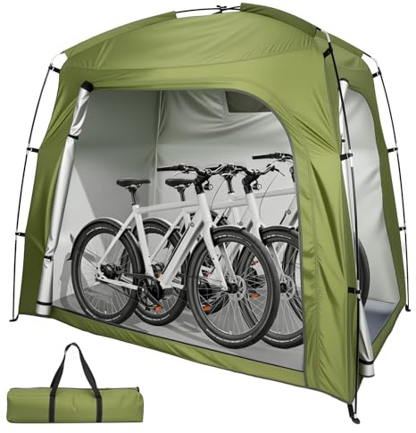Fahrradabdeckung für den Außenbereich für 1–3 Fahrräder, 200x120x165 cm, wasserdichte Fahrradgarage für die Lagerung, Fahrradschuppen mit Belüftungsfenster, Fahrradzelt, Fahrradunterstan (Grün)
