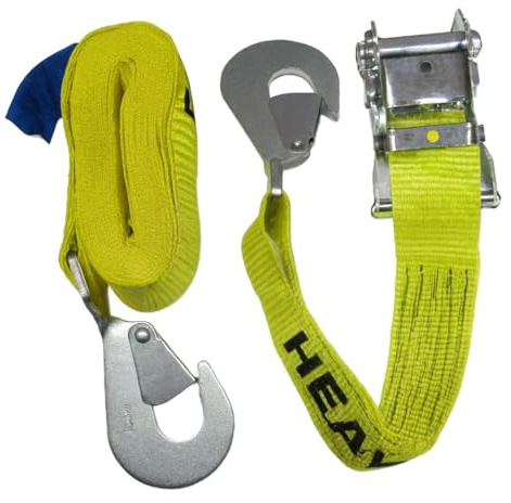 Fall Protection Ratchet Strap Twisted Snap Hooks 2T 6M - 15M / Pack of 1-4 (Flatbed Truck Trailer) (1, 15 Metre)