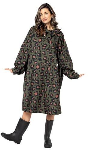 Snuggz Adult Leopard Rain Poncho - One Size, Lightweight, Packable Hooded Rain Coat Waterproof Poncho for Travel & Outdoor Use, Wind-Resistant Rain Poncho for Everyday Wear