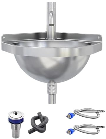 Lavabo Pequeño para Baño,Esquina triangular semicircular grifo lavamanos,Lavabo Triangular de Montaje en Pared | Para Jardín, Patio, Apartamento, Trastero, Baño, Cocina y Principal