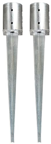 Set di 2 picchetti di ancoraggio a terra, 10 x 76 cm, in acciaio zincato, per recinzione da giardino, pali, arco per rose, robusti manicotti da terra
