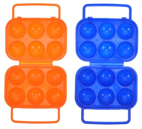 CVUTOVO Boîte de rangement d'œufs 2 pièces 12 compartiments en plastique, portable avec poignée, idéale pour stockage au réfrigérateur et excursions en camping