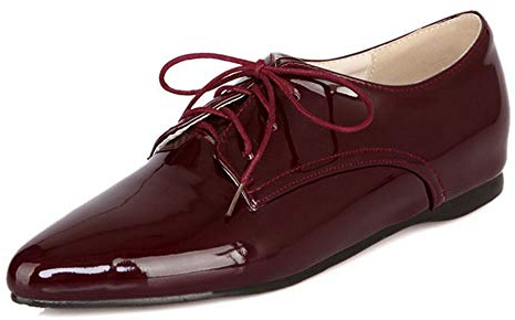 CHICMARK Zapatos de tacón de cuña con cordones para mujer, granate, 38 EU