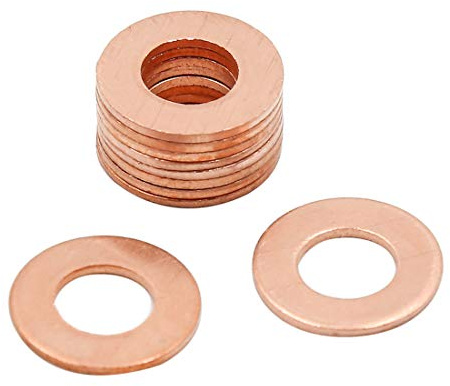 X AUTOHAUX 10pcs 7mm Inner Dia Car Copper Washers Flat Sealing Gaskets Ring | 10pcs