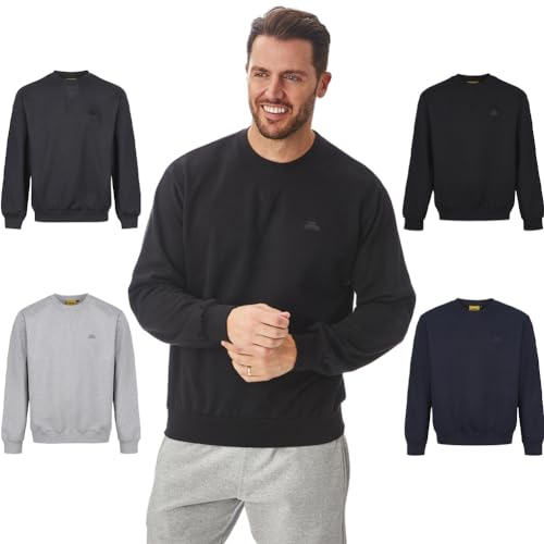 Iron Mountain IMSWT205 Herren-Pullover mit recyceltem Garn, umweltfreundlich, Antipill, flexibel und bequem, Rundhalsausschnitt, weicher Fleece-Top-Pullover, Schwarz, 4XL