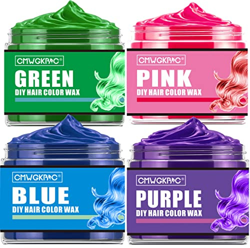 4 Colors Temporary Hair Color,Easter Basket Stuffers for Teens,Gifts for Boys Girls Adults,Hair Color Spray Purple Green Blue Pink Hair Dye Color Wax,Temporary Hair Dye for Party,Halloween,Cosplay