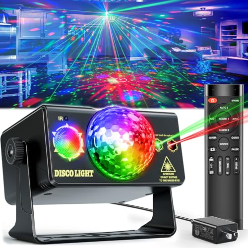 Party Lights Dj Disco Light Disco Ball Light LED Stage Strobe Lights Projector Sound Activated with Remote Control for Parties Club Bar Holiday Christmas Dance Gift Birthday Xmas Wedding Home Décor