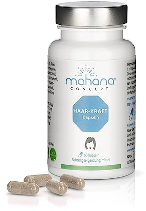 mahana concept Frauen Haar-Kraft Kapseln für gesundes Haarwachstum - mit Biotin, Zink & Selen, Bockshornklee, L-Cystein & Vitaminen - Vegan, laktosefrei & ohne Gentechnik – 60 Kapseln
