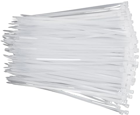 Zip Ties 8 Inch 2000 Pack White, Self Locking Nylon Cable Ties 40 lbs for Wreath Crafts Decor Garland