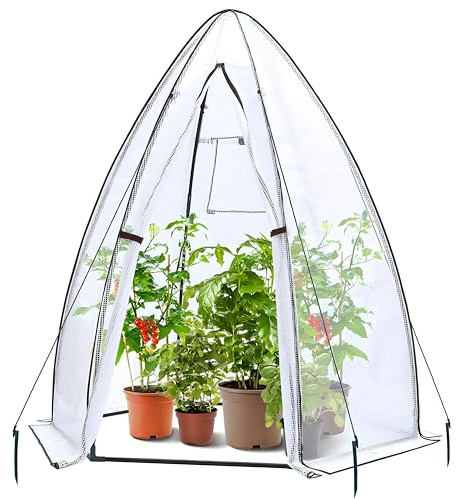 Ohuhu gewächshaus Foliengewächshaus, PE Halbtransparente Tomatengewächshaus 160x180 cm für Pflanzen Wetterfest Mehrzwecktreibhaus Pflanzenhaus Weiß