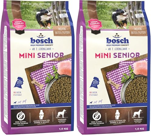 Bosch HPC Mini Senior | Aliments secs pour Chiens âgés de Petites Races (jusqu'à 15 kg) | 1 x 1 kg (Lot de 2)