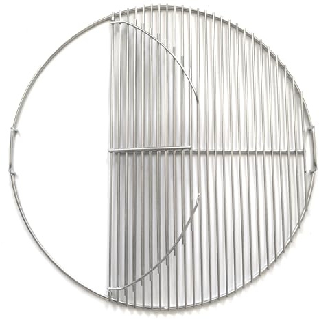 GRILLJOB 22 Stainless Steel 304 Weber Hinged Grill Grate 22 inch Replacement - Charcoal Grill 2-Zone Cooking Grate, Large Opening, Easy Spin Tailgating & Backyard Cooking