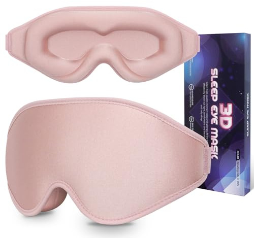 Sleep Mask 3D Eye Mask for Sleeping 100% Light Blocking Eye Covers with Adjustable Strap Night Blindfold for Women Memory Foam Pink