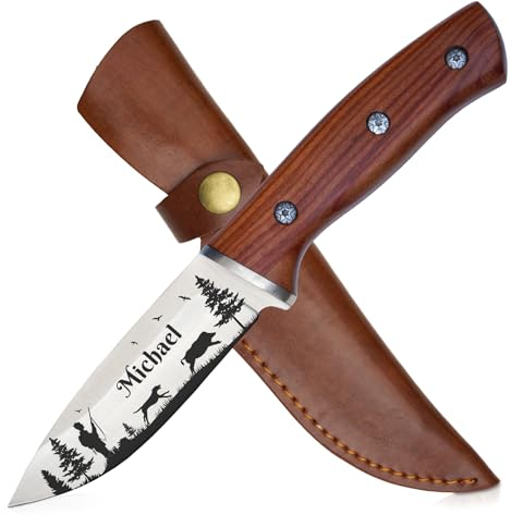 WOLFSARTIG Jagdmesser mit Gravur - Geschenke für Jäger - personalisiertes Geschenke für Männer - Jagdschein Jagdeinladung (ohne Ständer)