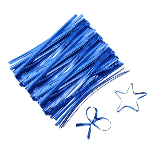 QUARKZMAN 3 Attaches de Torsion, Attaches de Torsion Métalliques, Attaches de Torsion en Plastique Réutilisables pour les Sacs de Boulangerie, de Bonbons, de Friandises, Lot de 800, Bleu