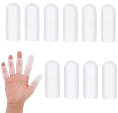 OQKAHIV 10 pcs protectores de dedos de gel, Protezione per Dita, Protectores de Gel para Pulgares, fundas protectoras de gel de silicona para cunas para dedos, Adecuado para el pulgar (Blanco)