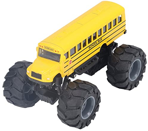 KENANLAN Yellow School Bus Model Toy Large Wheels 1:43 Scale Alloy Pull Back Bus Toy, Pullback Action Toy Truck, High Simulation (Yellow)