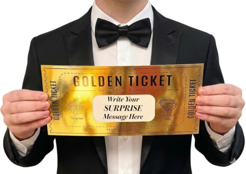 Deluxe Golden Ticket Surprise Scratch Off Cards | personalized Gifts or Party Favors | Gender Reveal Ideas | Wedding Card | Gifts for Men | Pregnancy Announcement | Will You Be My Girlfriend (1 LARGE)