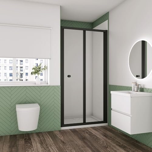 Shower Enclosure Bi Fold Matt Black Frame Shower Door 1000mm