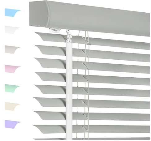 Persiana Veneciana De Aluminio 60/70/80/90/100/105/110/115/120/125/130/140/150cm, Lamas De 2.5cm Cortinas De Privacidad De Interiores Para Cocina/Oficina/baño, Personalizable(Silver gray,Ancho 140 x A