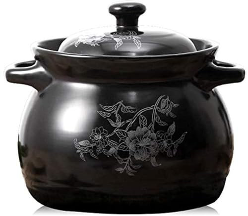 Casseruola in Terracotta da 3,8 l - Pentola per stufato in Ceramica con Coperchio, Sana e Facile da Pulire, per Uso a Gas e in Forno