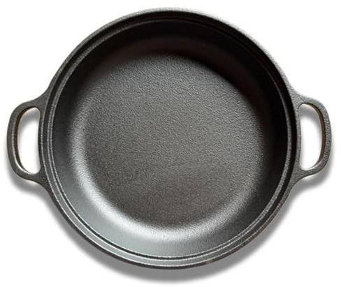 Gjutjärnspanna rund non-stick gjutjärnspanna med 2 handtag för gas elektrisk induktion och ugn platt yta 22 cm
