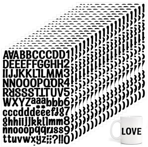 20 Hojas Letras Autoadhesivas Negras, 2440 Piezas Pegatinas de Letras Negro, Pegatina Letra Negras de Alfabeto, Autoadhesivo Grande Letra Impermeables para álbumes de Recortes, Diseño de Tarjetas