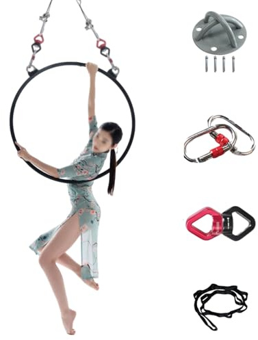 Aerial Hoop Kit mit Rigging Hardware – maximale Belastung 200 kg – Professioneller Lyra Yoga Ring